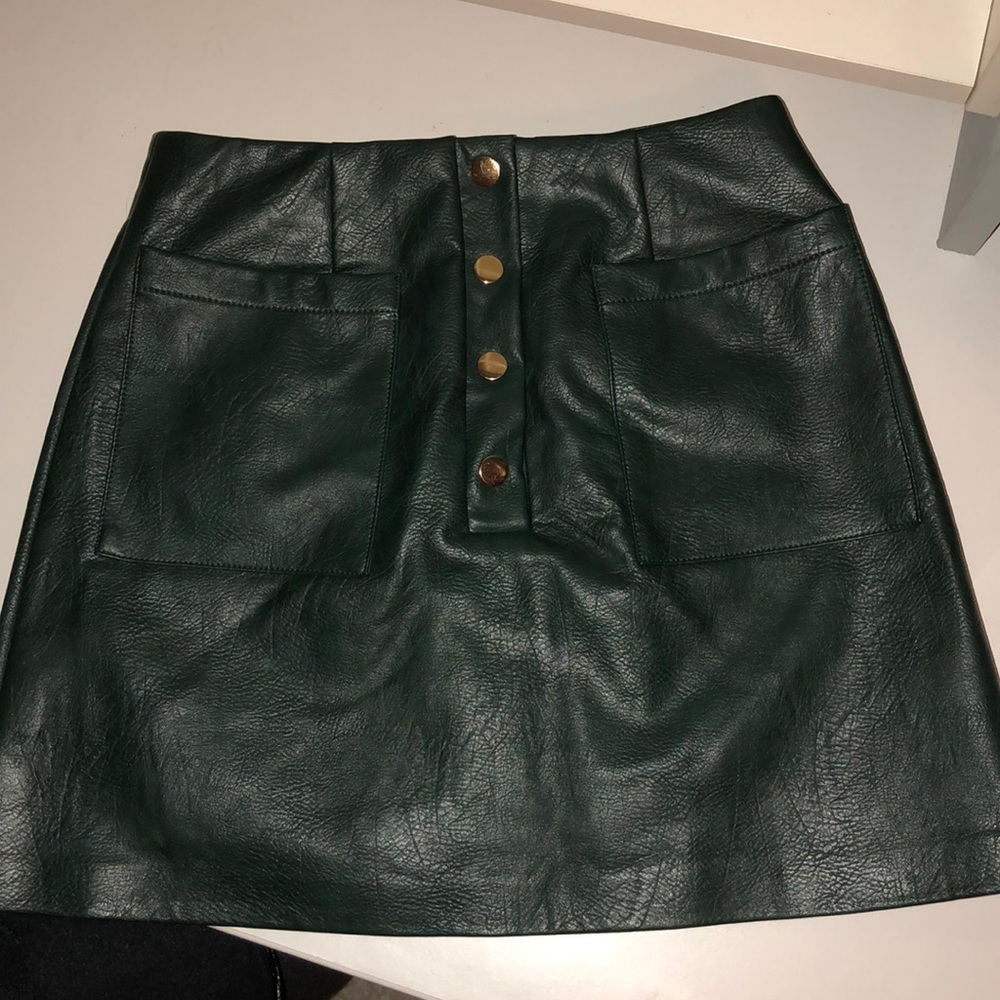 Dark green leather skirt
